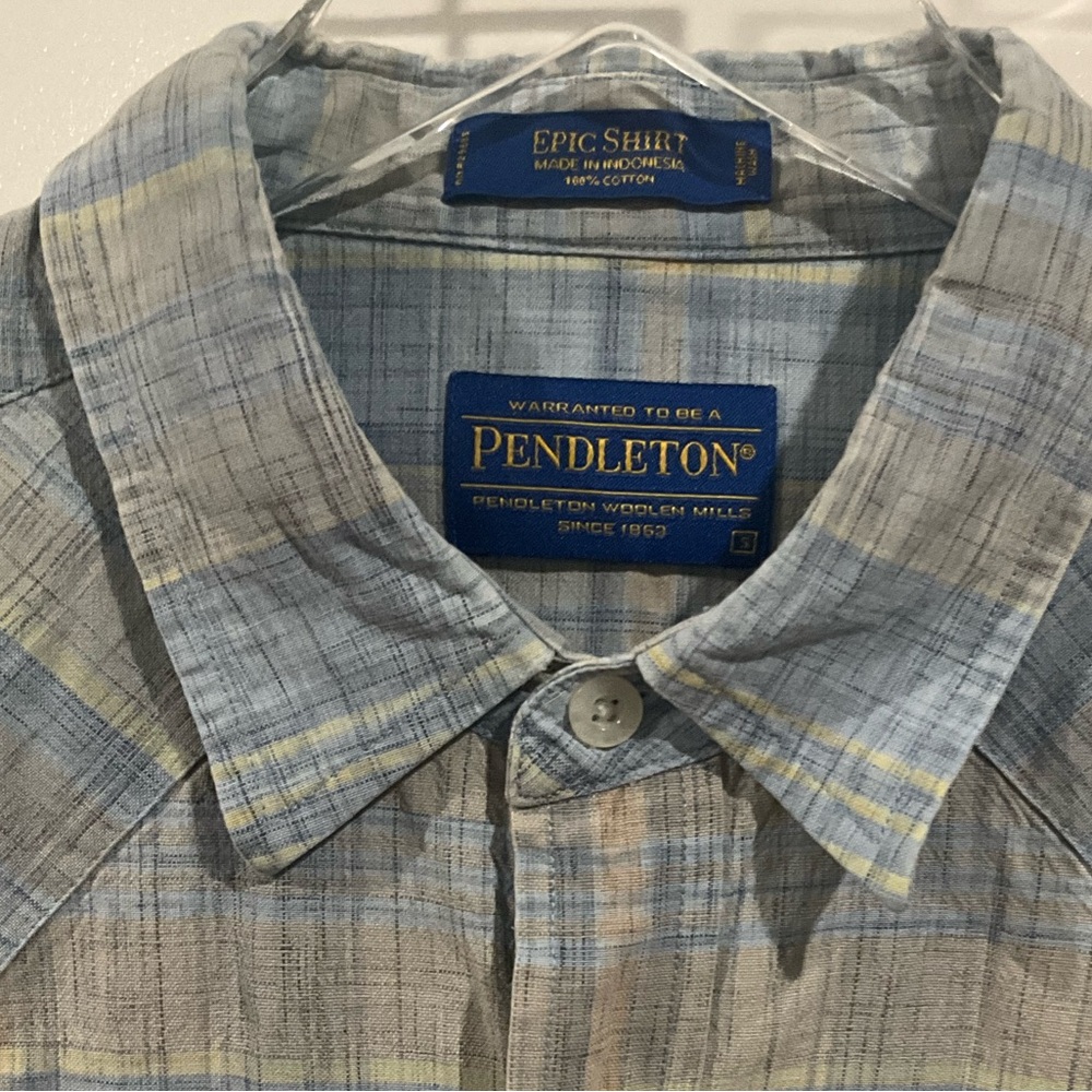 Pendleton Light Blue and Gray Plaid Shirt